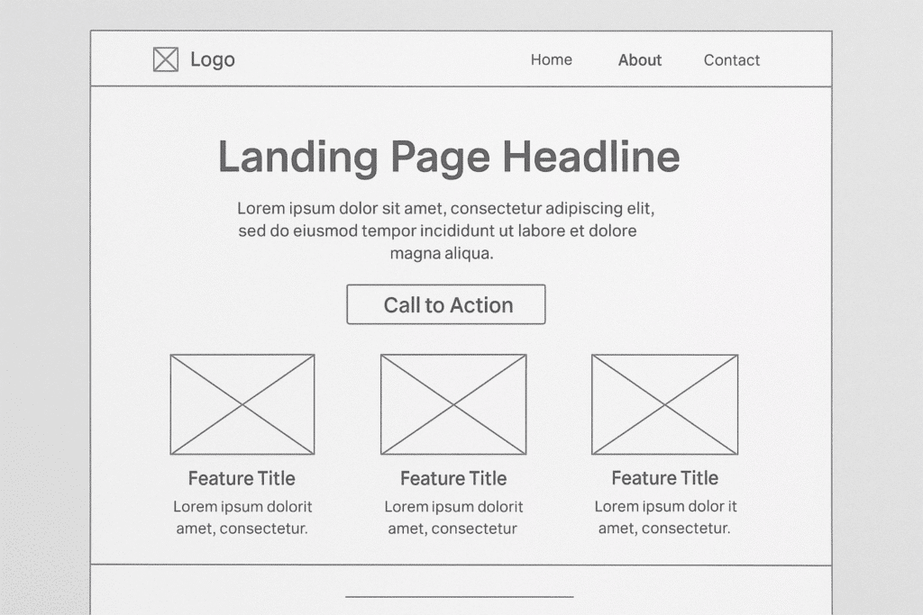 Wireframe landing page