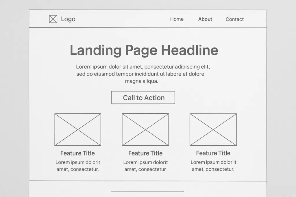 Wireframe landing page