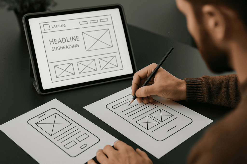 Diseñador trabajando en prototipos