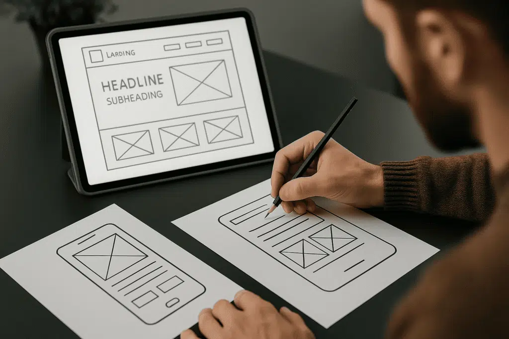 Diseñador trabajando en prototipos