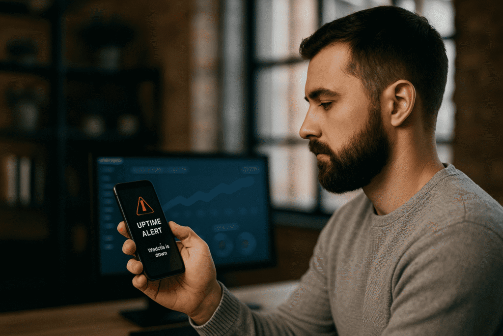 Técnico con alerta uptime